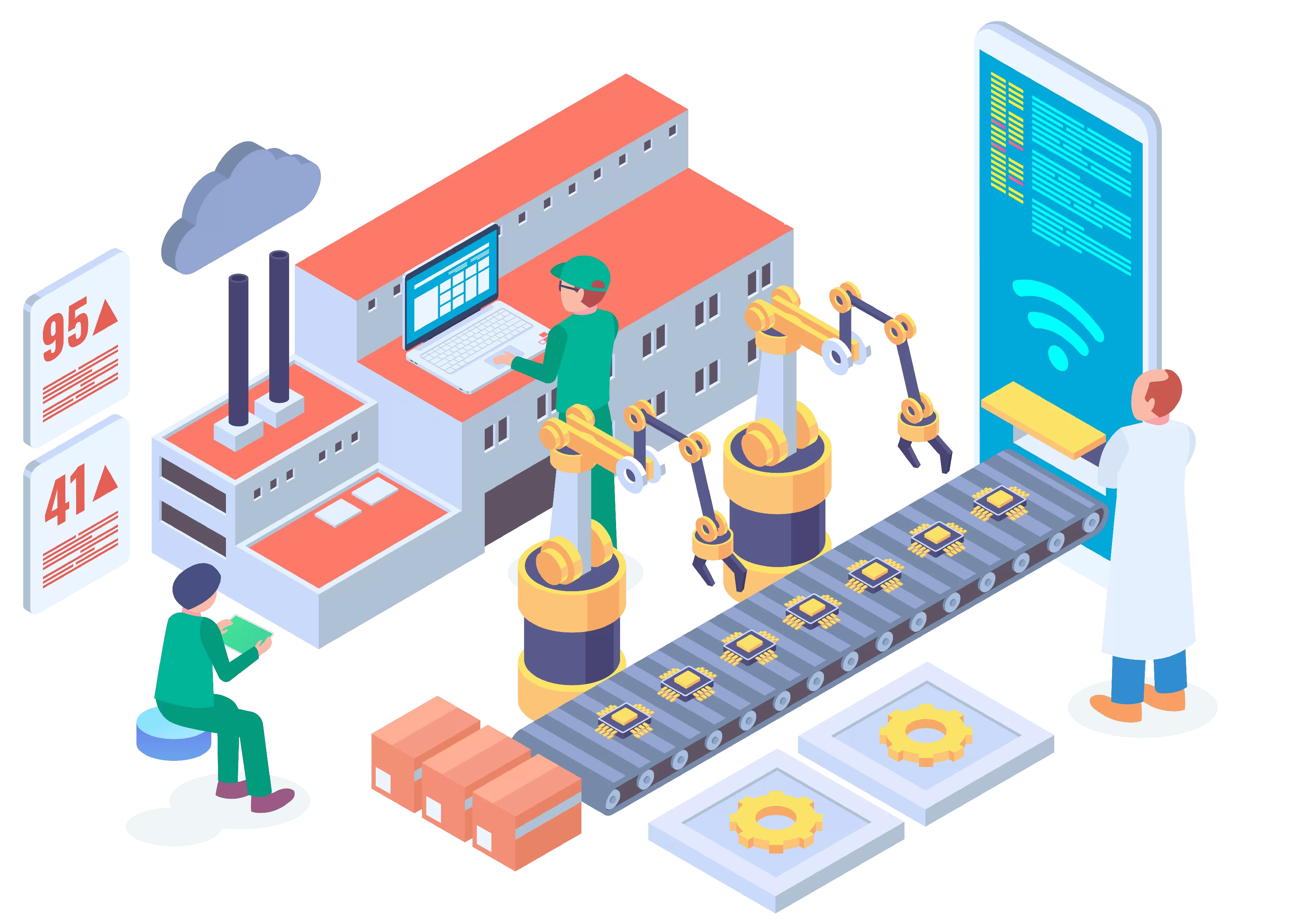 Ilustración de automatización industrial